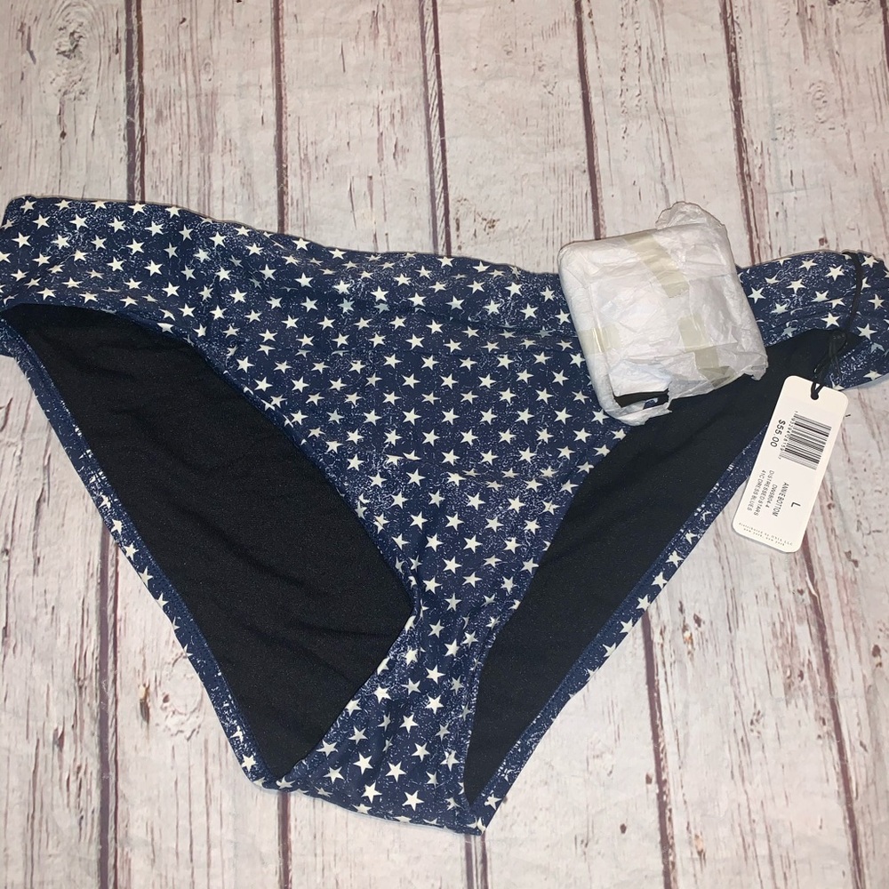 WeWoreWhat “Annie” distressed stars patriotic swim bottoms L nwt! - Picture 2 of 3